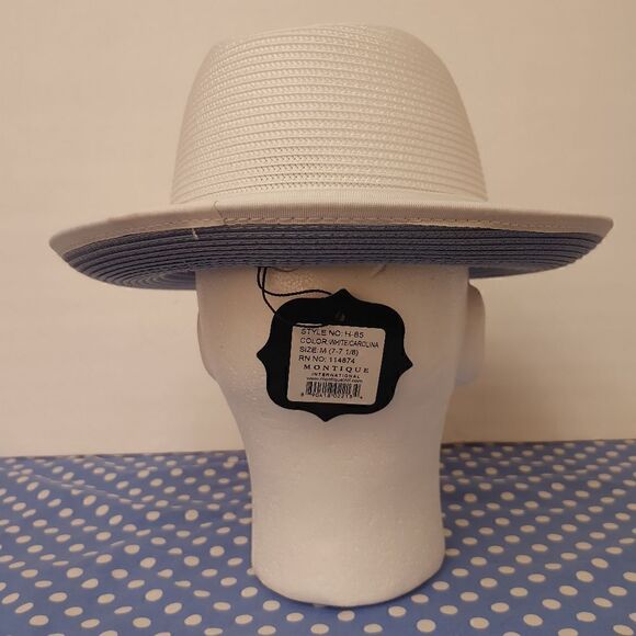 MONTIQUE MEN'S WHITE CAROLINA BOTTOM BRAIDED STINGY BRIM PINCH FEDORA HAT H85. - Picture 5 of 8